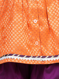 Thumbnail for NOZ2TOZ Orange Color Jacquard Top with Dhoti For Girls - Distacart