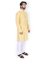 Thumbnail for Manyavar Men Yellow Solid Straight Kurta - Distacart