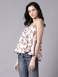 Thumbnail for NOZ2TOZ Women White Casual Printed Shoulder Straps Top - Distacart