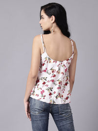 Thumbnail for NOZ2TOZ Women White Casual Printed Shoulder Straps Top - Distacart