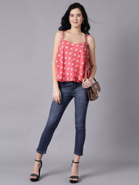 Thumbnail for NOZ2TOZ Women Coral Casual Printed Shoulder Straps Top - Distacart
