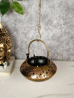 Thumbnail for CraftVatika Gold-Toned Metal Degchi Hanging Tealight Candle Holder - Distacart