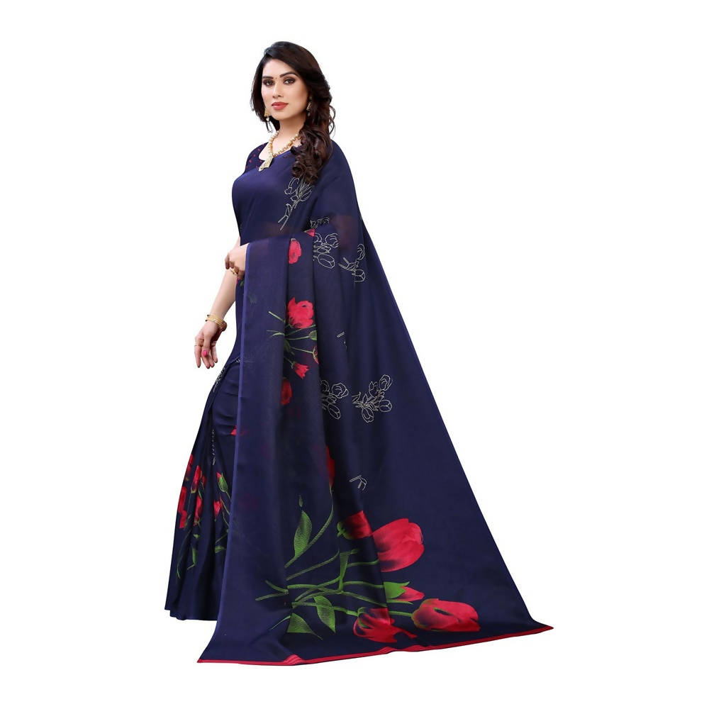 Vamika Printed Jute Silk Blue Saree (Elisa Navy) online
