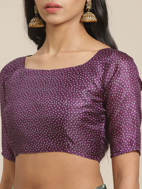 Thumbnail for Saree Mall Green & Purple Ethnic Motifs Print Bhagalpuri Saree - Distacart