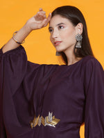 Thumbnail for Women Republic Purple Fusion Style Kurta With Hand Embellishment And Pants - Distacart