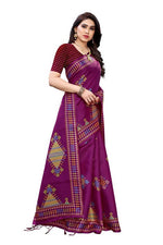 Thumbnail for Vamika Wine Red Kalamkari Print With Jhalar Khadi Silk Saree (KITE WINE)
