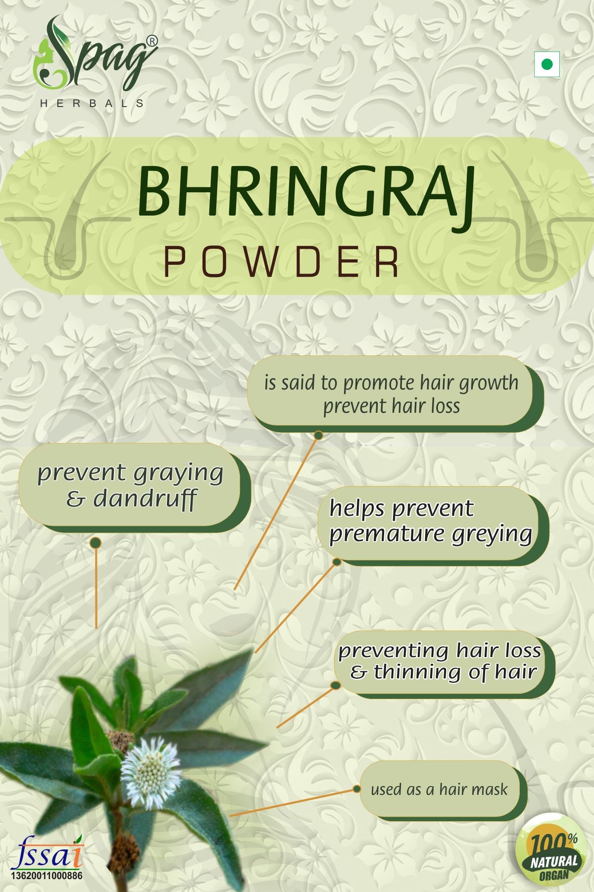 Spag Herbals Premium Bhringraj Powder - Distacart
