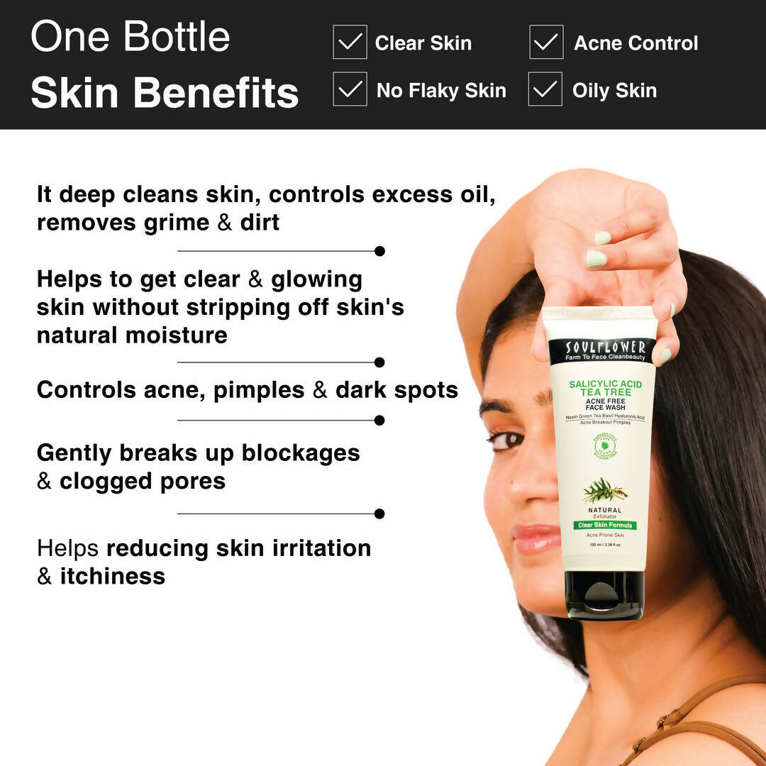 Soulflower Salicylic Acid Tea Tree Acne Free Face Wash - Distacart