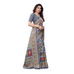 Thumbnail for Vamika Printed Jute Silk Grey Saree (Rishika Grey) - Distacart
