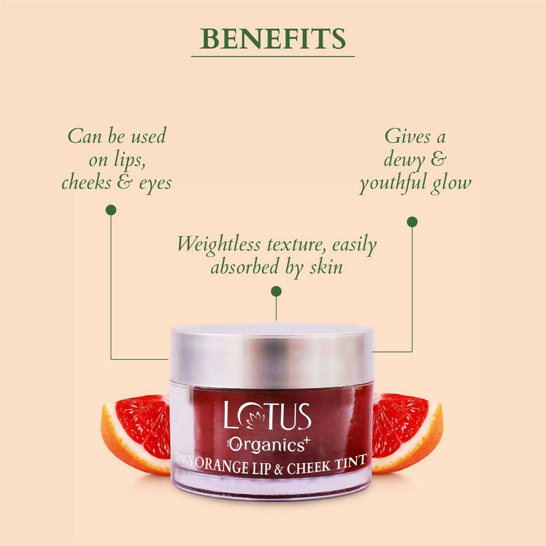 Lotus Organics+ Tangy Orange Lip & Cheek Tint - Distacart