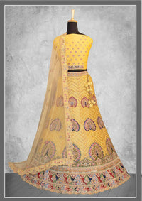 Thumbnail for Mustard Georgette Embroidery & Thread Work Bridal lahenga Choli with Dupatta - Nimaya Pavitra Rista - Distacart