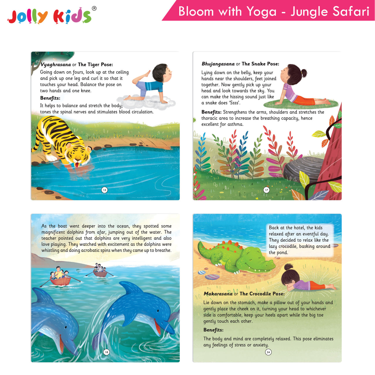 Jolly Kids Bloom With Yoga Books For Kids| Set of 4| Ages 3 - 7 Year| Yoga in Different Places Like Jungle, Beach, Schools, Gardens etc. - Distacart