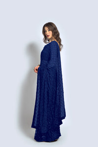 Thumbnail for Malishka Women's Blue Georgette Sequence Embroidery Saree With Blouse Piece - Distacart