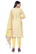 Thumbnail for Yellow Cotton Jacquard Woven Unstitched Dress Material - Amara - Distacart