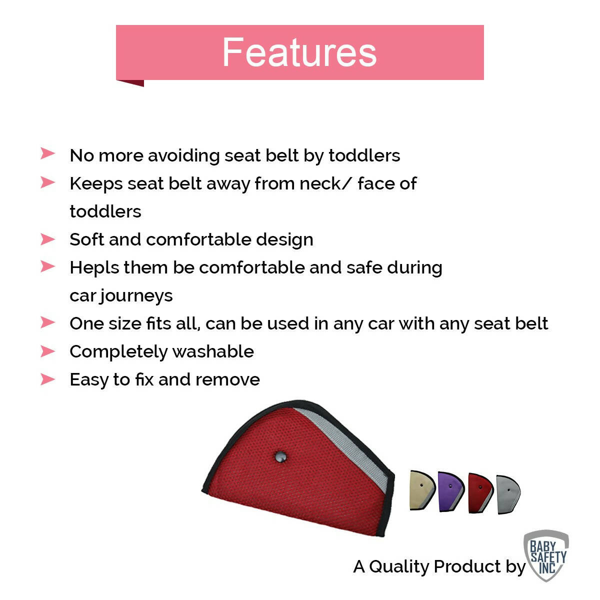 Safe-O-Kid Car Safety Essential, Seat Belt Holder/Shortener For Toddlers - Distacart