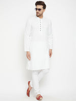 Thumbnail for Even Apparels White Viscose Long Men's Kurta With Band Collar - Distacart
