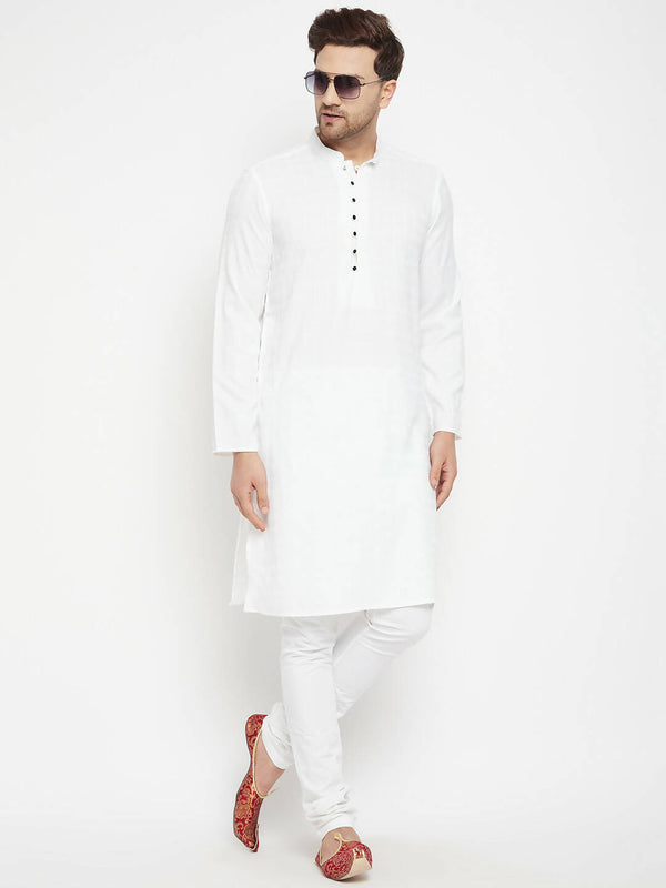 Even Apparels White Viscose Long Men's Kurta With Band Collar - Distacart
