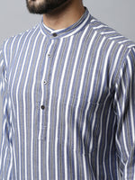 Thumbnail for Even Apparels Blue Color Pure Cotton Men's Kurta With Band Collar (STR1168) - Distacart
