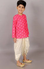 Thumbnail for Lil Drama Folklore Boys Pink Kurta With Dhoti - Distacart