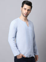 Thumbnail for Even Apparels Blue Pure Cotton Round Neck Slit Kurta - Distacart