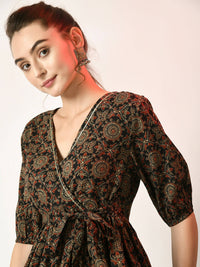 Thumbnail for Myshka Women's Multi Empire Printed Dress - Distacart