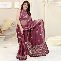 Thumbnail for Women's Partywear Designer Wine Chinon Shiffon Fancy Saree - Dyuti - Distacart