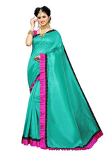 Thumbnail for Vamika Green Zoya Silk Stone Work with Frill Saree