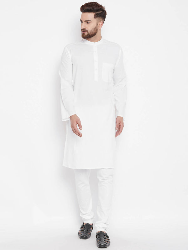 Even Apparels White Color Pure Cotton Band Collar Men's Kurta - Distacart