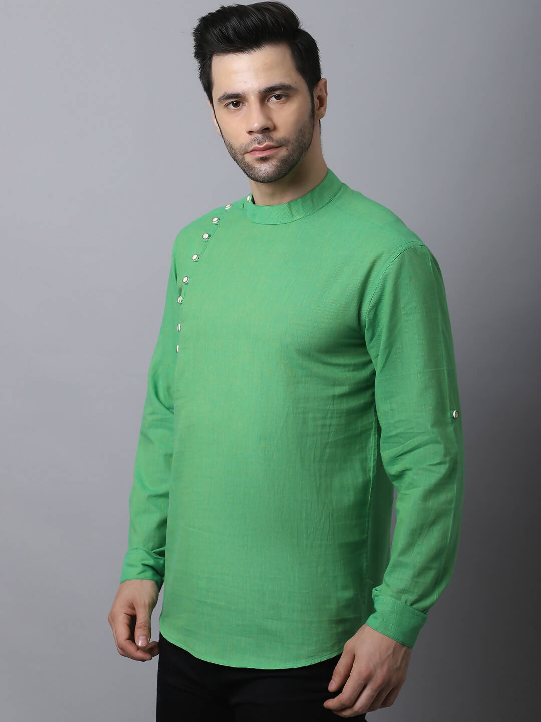 Even Apparels Green Pure Cotton Kurta With Side Placket - Distacart