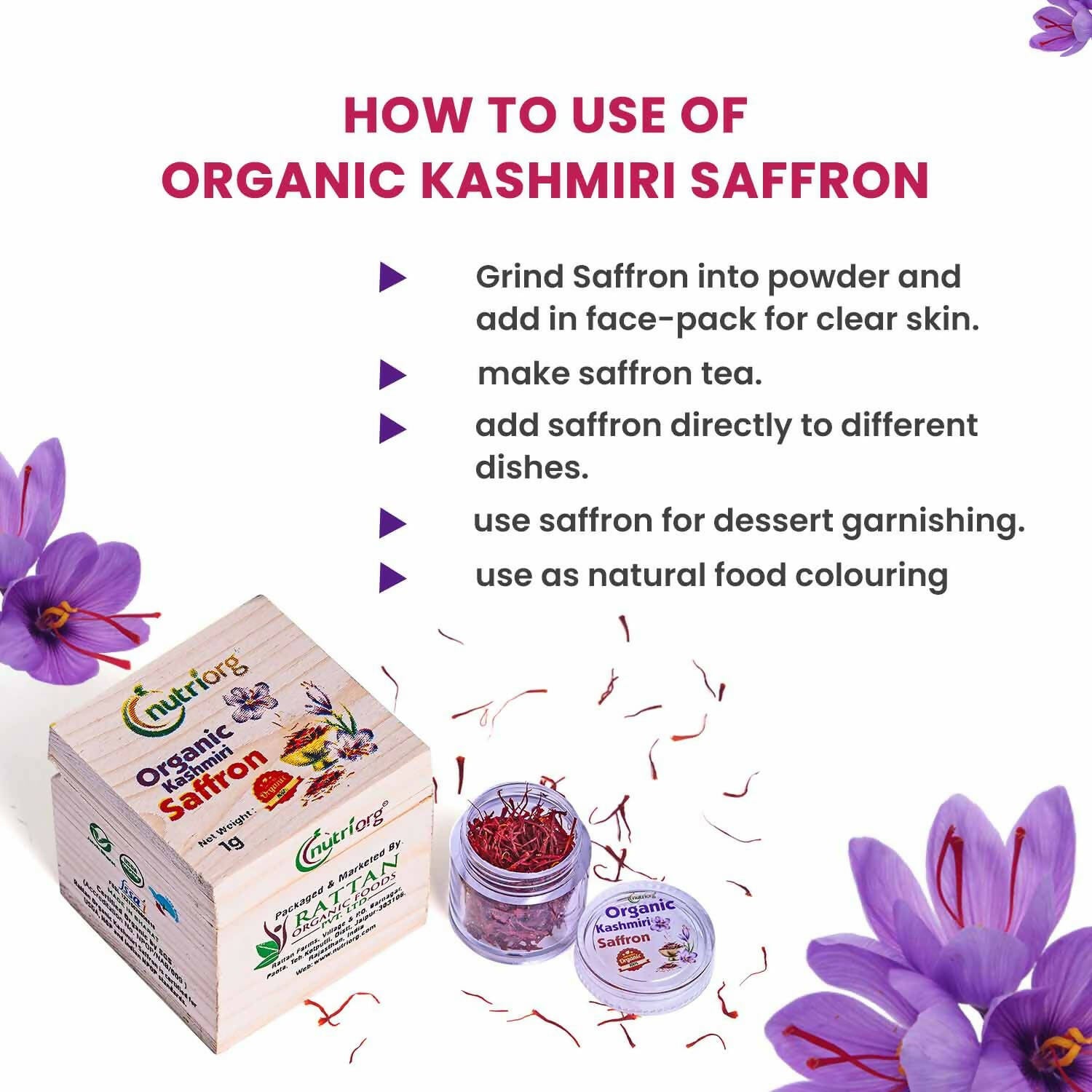 Nutriorg Certified Organic Kashmiri Saffron - Distacart