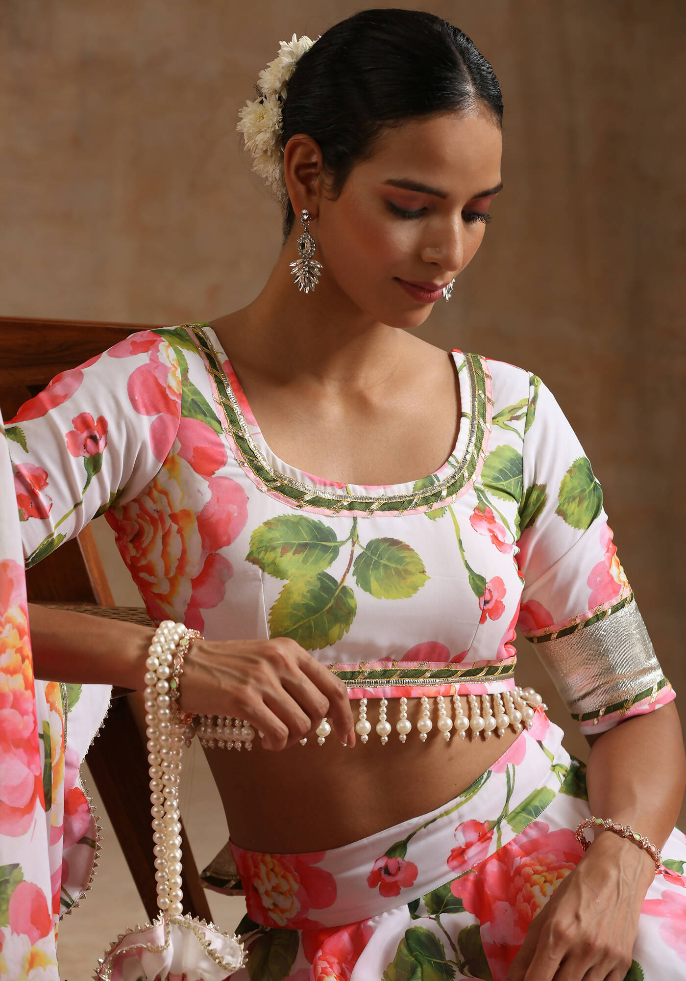 Pomcha Jaipur White Gul Noor Lehenga Set - Distacart