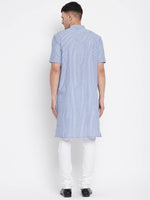 Thumbnail for Even Apparels Blue Men's H/S Pure Cotton Kurta With Band Collar - Distacart