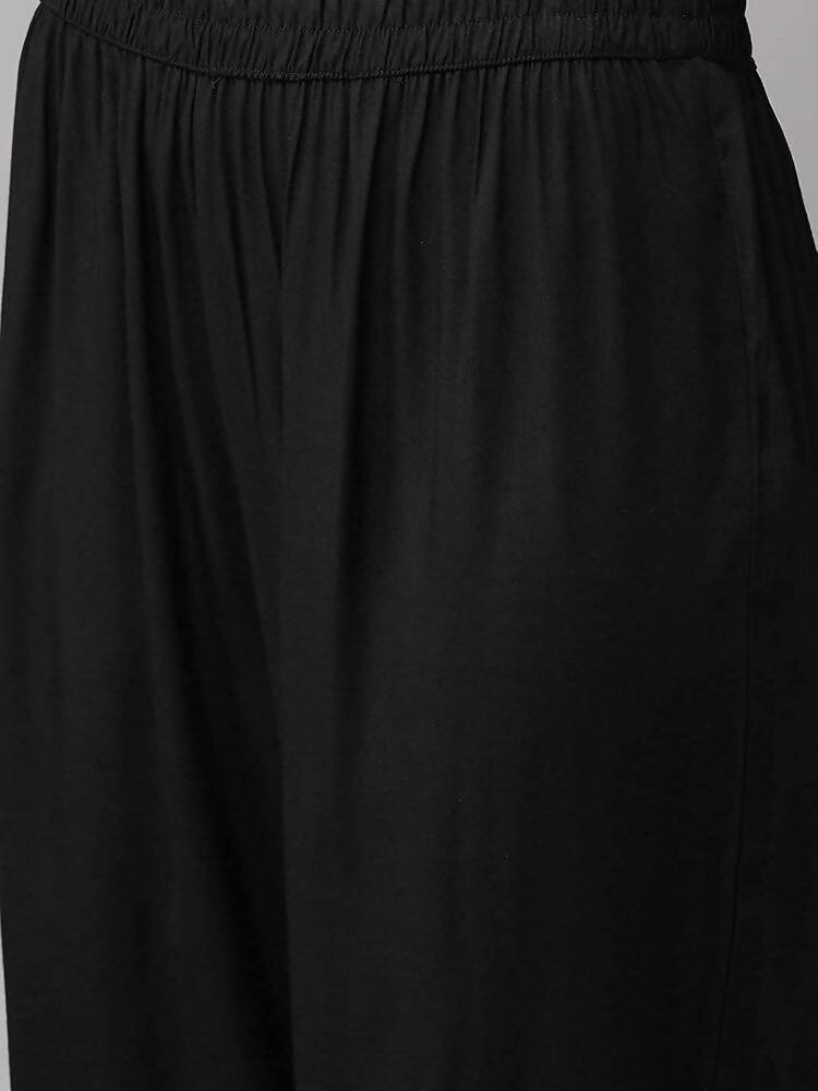 Yufta Women Black & Golden Handblock Printed Kurta with Trouser