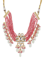 Thumbnail for Pink White Brass Gold-Plated Necklace - Ruby Raang - Distacart