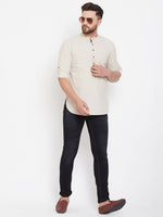 Thumbnail for Even Apparels Beige Pure Cotton Men's Kurta With Band Collar - Distacart