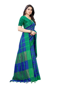 Thumbnail for Vamika Navy Cotton Silk Weaving Saree (SATURN NAVY) - Distacart