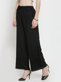 Thumbnail for Wahe-NOOR Women's Black Full Chikankari Rayon Palazzo - Distacart