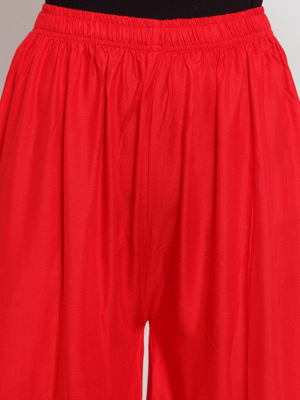 Wahe-NOOR Women's Red Flared Solid Gharara - Distacart