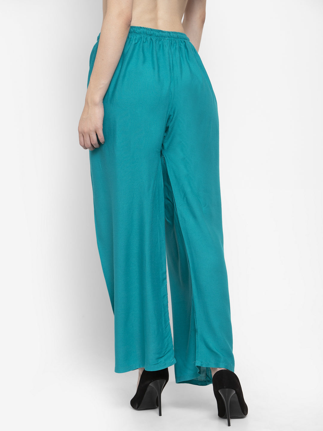 Wahe-NOOR Women's Solid Red & Turquoise Rayon Palazzo (Set Of 2) - Distacart