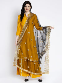 Thumbnail for Wahe-NOOR Women's Black Embellished Net Dupatta - Distacart