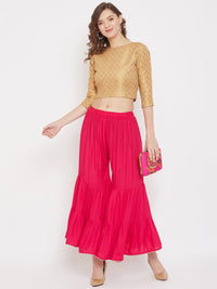Thumbnail for Wahe-NOOR Women's Magenta Flared Solid Gharara - Distacart