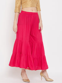 Thumbnail for Wahe-NOOR Women's Magenta Flared Solid Gharara - Distacart