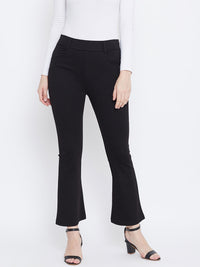 Thumbnail for Wahe-NOOR Women's Black Solid Bootcut Jeggings - Distacart