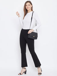 Thumbnail for Wahe-NOOR Women's Black Solid Bootcut Jeggings - Distacart