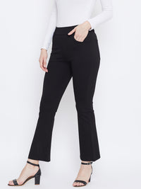 Thumbnail for Wahe-NOOR Women's Black Solid Bootcut Jeggings - Distacart
