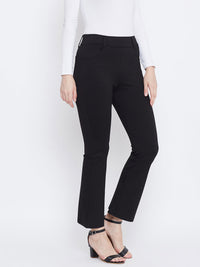 Thumbnail for Wahe-NOOR Women's Black Solid Bootcut Jeggings - Distacart