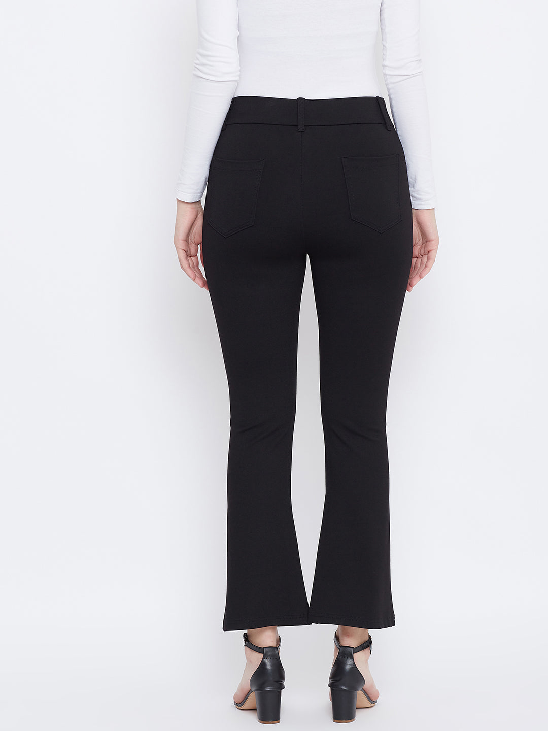 Wahe-NOOR Women's Black Solid Bootcut Jeggings - Distacart
