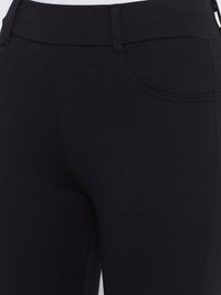 Thumbnail for Wahe-NOOR Women's Black Solid Bootcut Jeggings - Distacart