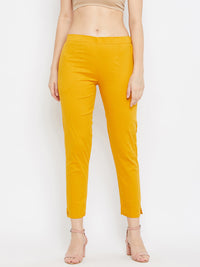 Thumbnail for Wahe-NOOR Women's Mustard Regular Fit Solid Pants - Distacart