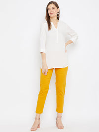 Thumbnail for Wahe-NOOR Women's Mustard Regular Fit Solid Pants - Distacart